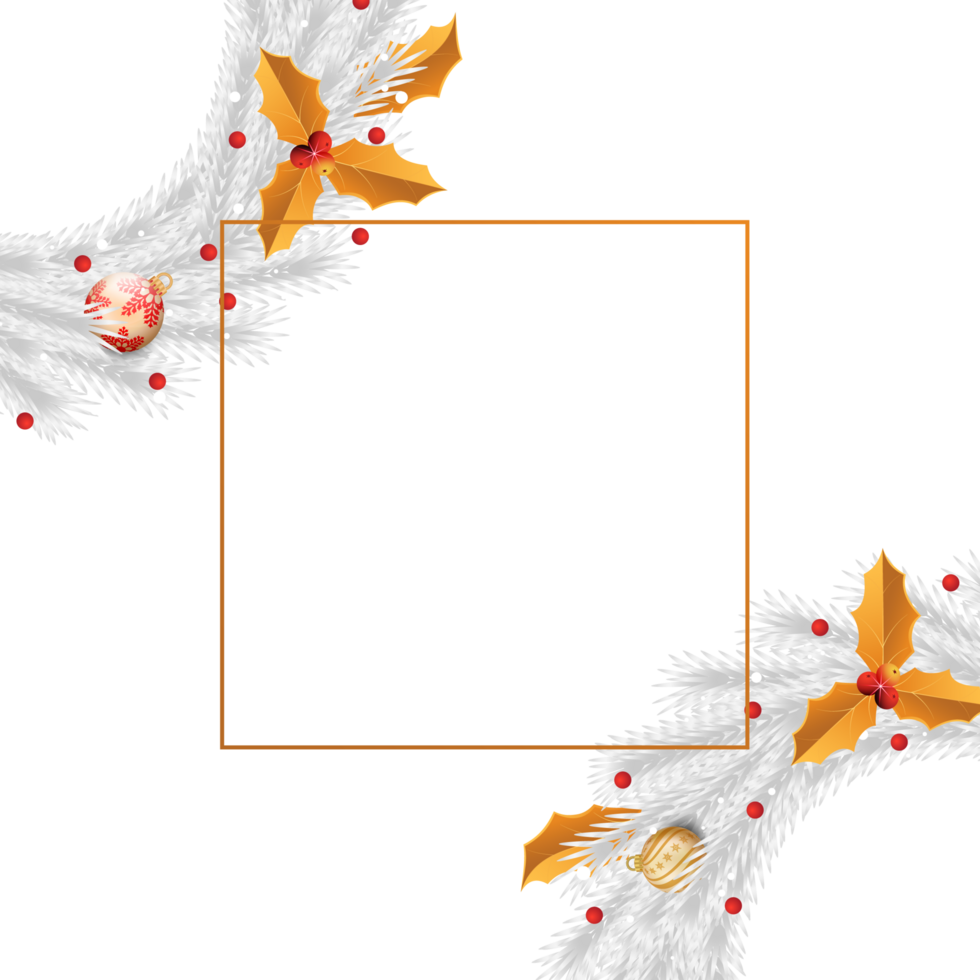 Noël vente bannière png avec rouge et d'or Couleur décoratif des balles. Noël vente prospectus conception avec d'or feuilles et blanc Couleur couronnes de fleurs. Noël transparent Contexte conception avec calligraphie.