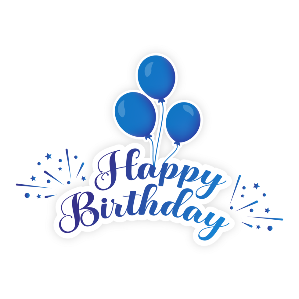 contento compleanno lettering png con blu lettera e Palloncino. contento compleanno, calligrafia con coriandoli. blu Palloncino, blu font, festa elemento, compleanno desiderio, compleanno elemento, colorato coriandoli.