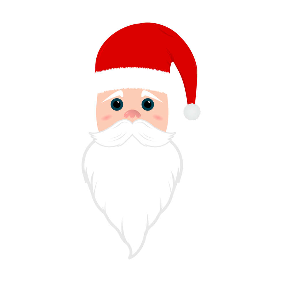 Christmas Santa faces element with cute eyes. Santa faces collection on a transparent background. Christmas Santa Claus face sticker collection with beard, mustache, and winter hats PNG. png