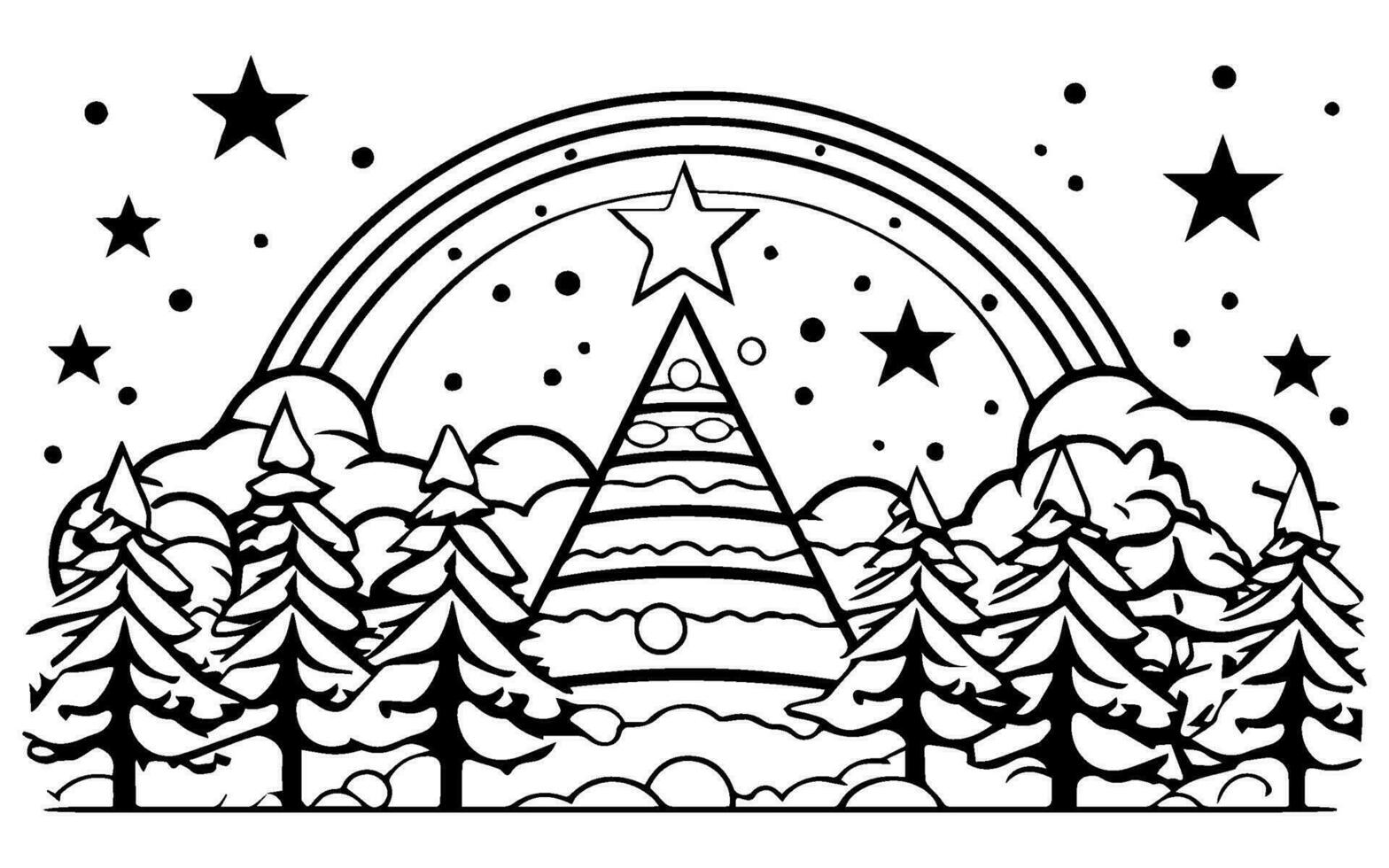 Xmas winter coloring page, kid, children, illustration, Christmas, Santa Clause. vector