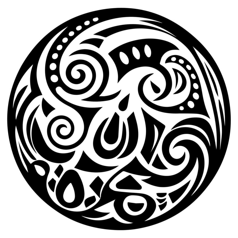 Polynesian elements, icon, glyph, vector, isolate, silhouette, totem, tattoo vector