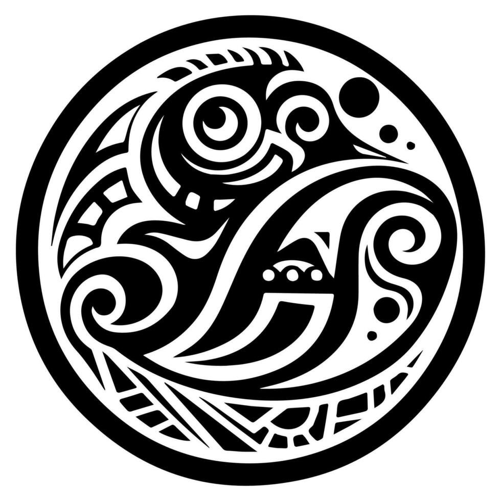Polynesian elements, icon, glyph, vector, isolate, silhouette, totem, tattoo vector