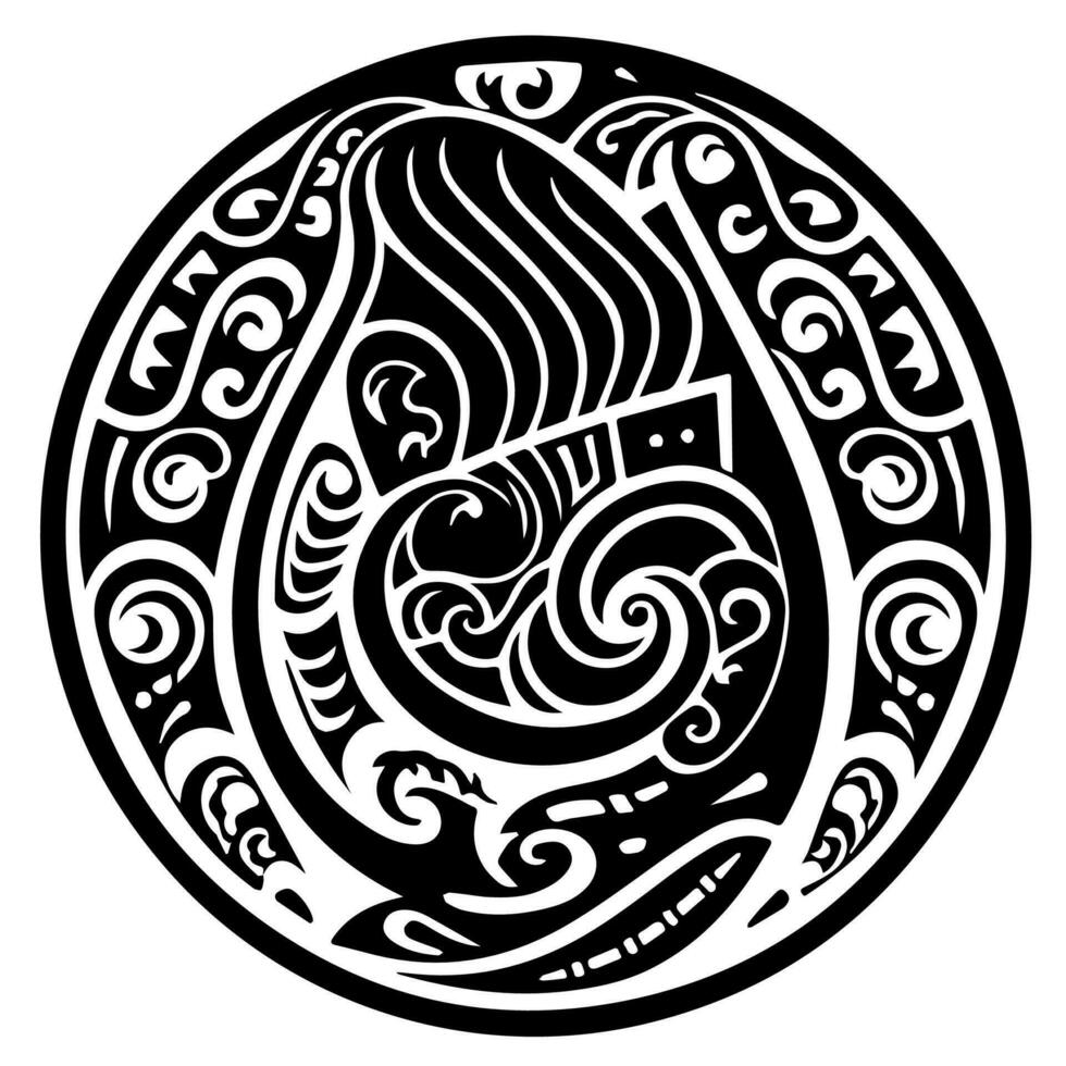 Polynesian elements, icon, glyph, vector, isolate, silhouette, totem, tattoo vector