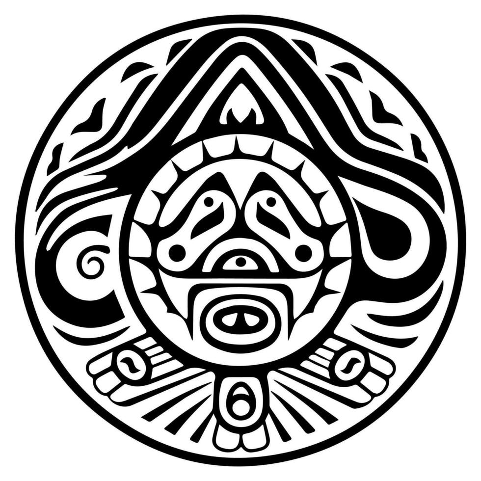 Polynesian elements, icon, glyph, vector, isolate, silhouette, totem, tattoo vector