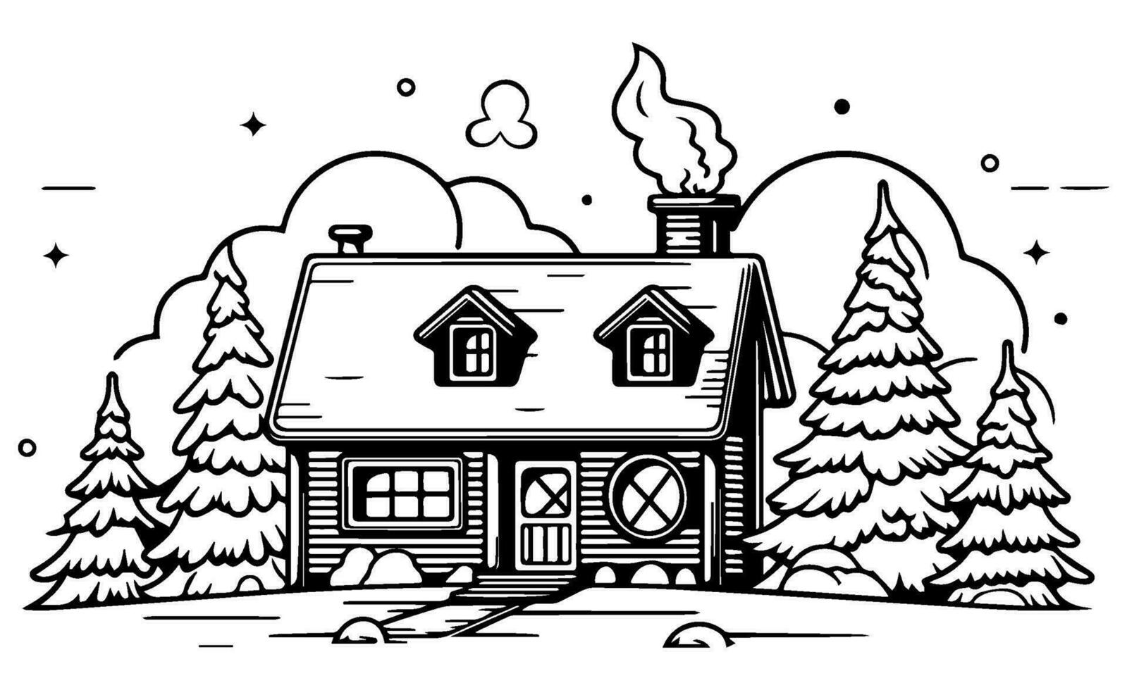 Xmas winter coloring page, kid, children, illustration, Christmas, Santa Clause. vector