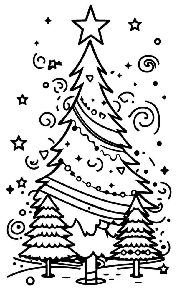Navidad invierno colorante página, niño, niños, ilustración, Navidad, Papa Noel cláusula. vector