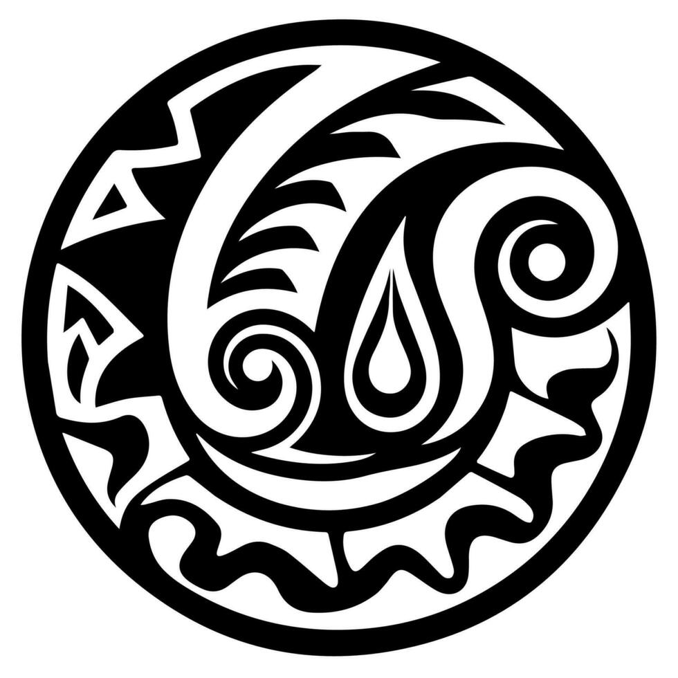 Polynesian elements, icon, glyph, vector, isolate, silhouette, totem, tattoo vector