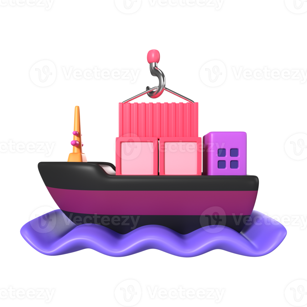 Cargo Ship 3D Illustration Icon png