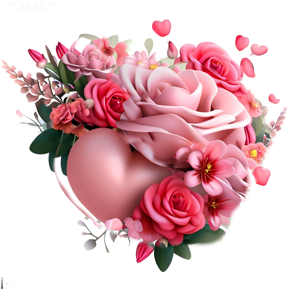 Valentine Concept Rose Pink Flower With Pink Heart 24680116 PNG