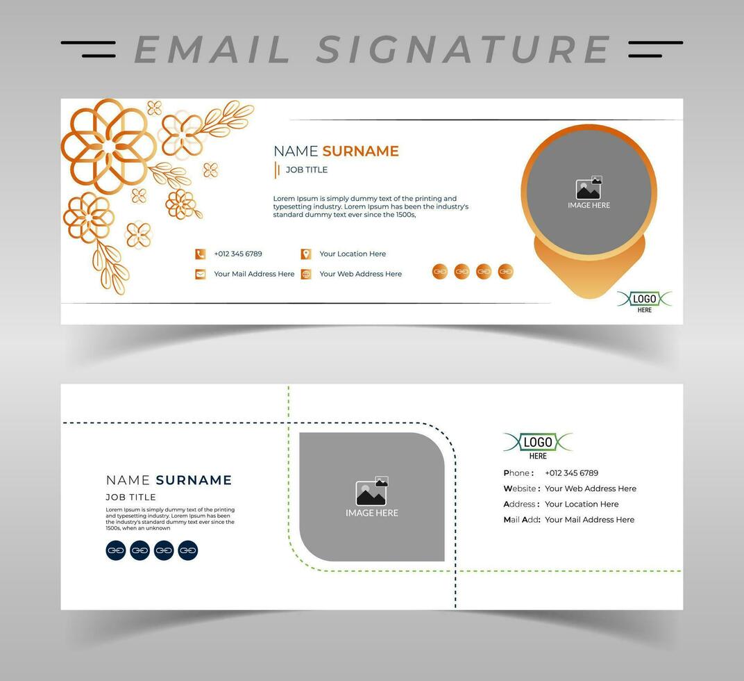 Corporate email signature template minimal white design. vector