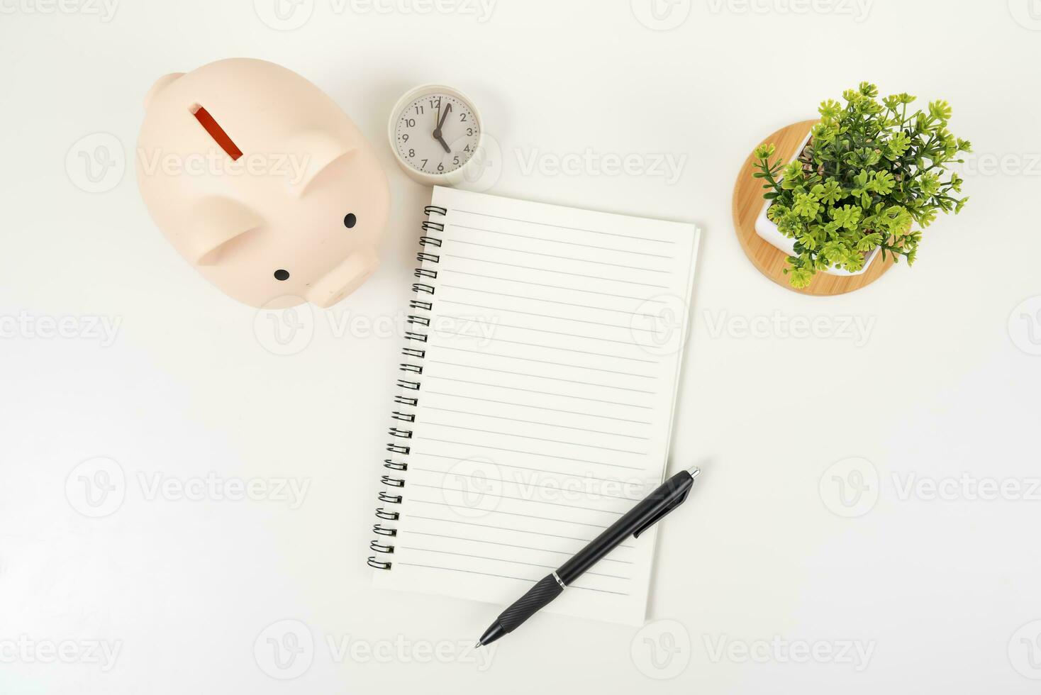 white office desk table Top view with copy space. Flat lay. photo