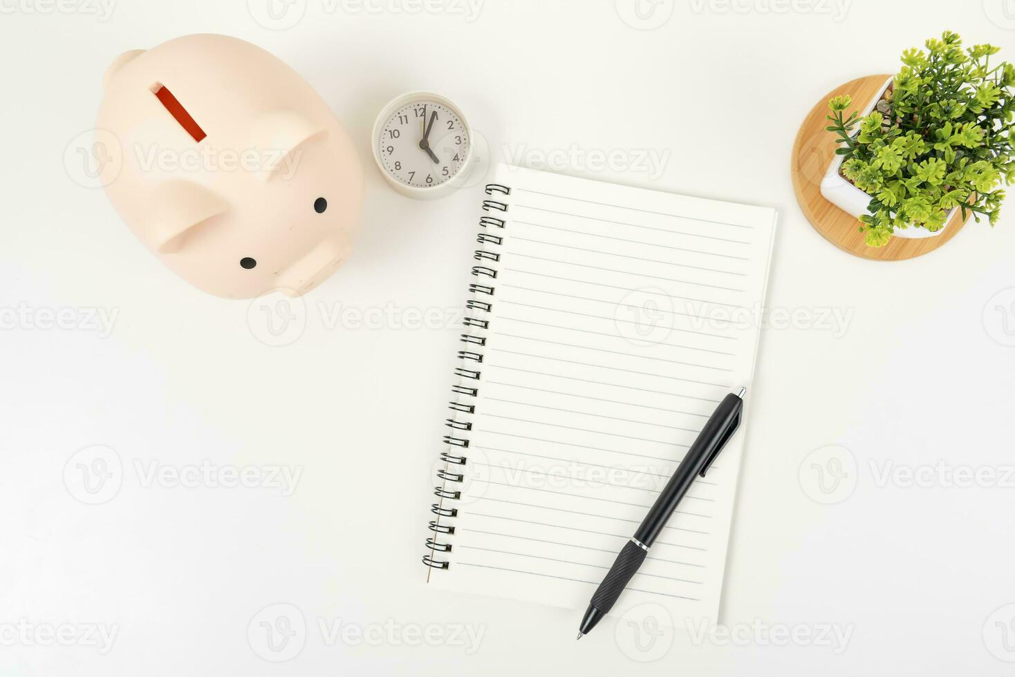 white office desk table Top view with copy space. Flat lay. photo