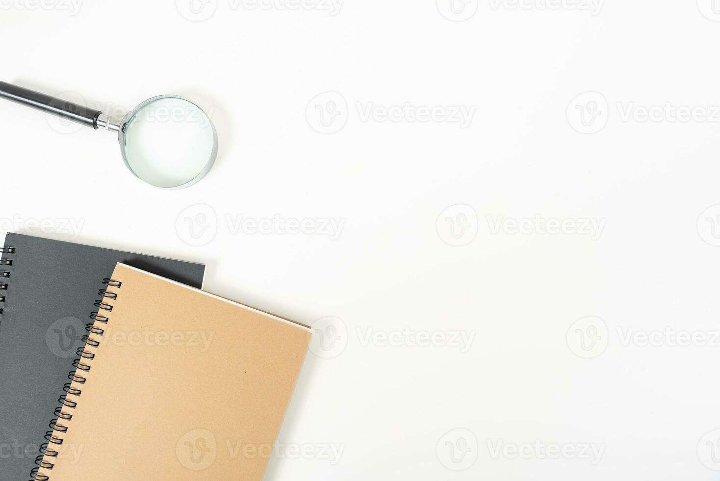 white office desk table Top view with copy space. Flat lay. photo