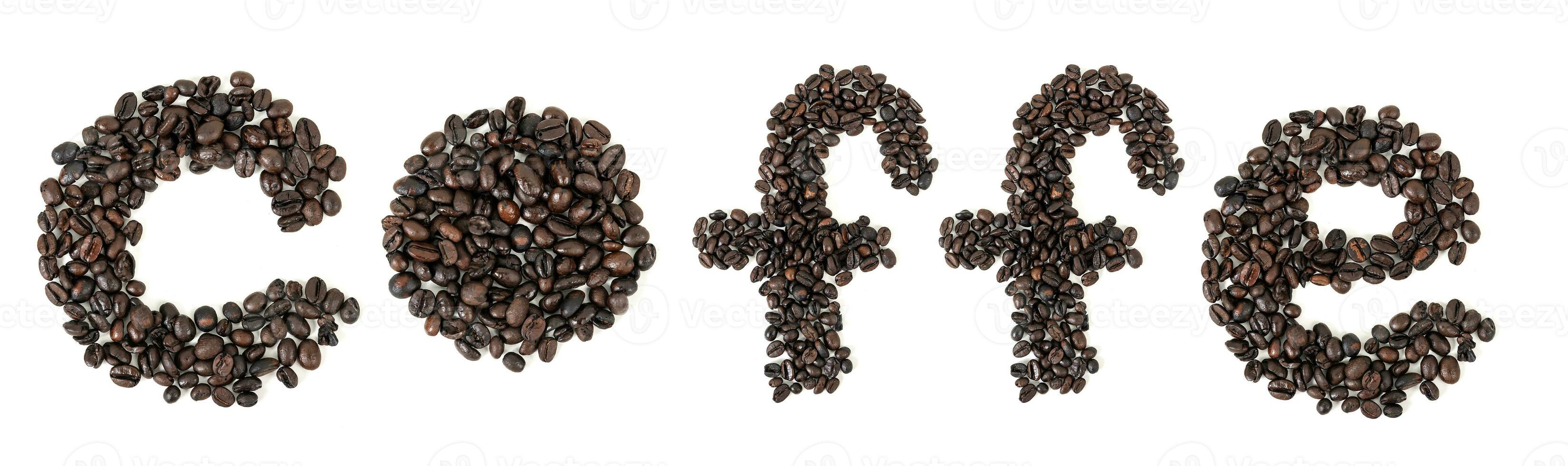 top view of coffee beans on white table photo