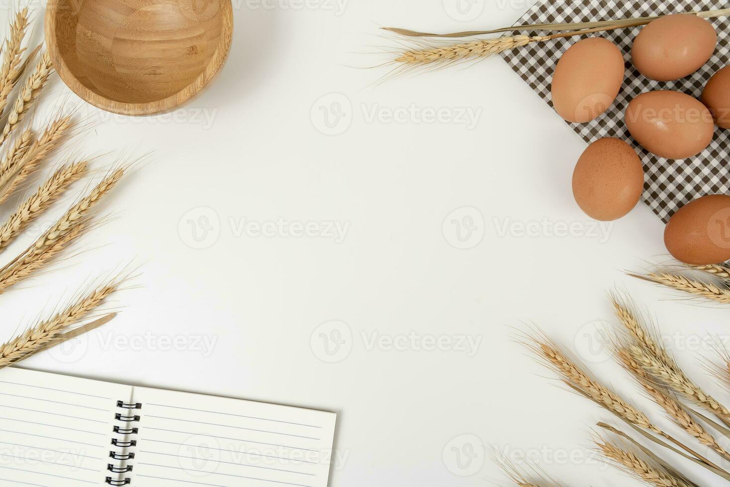 wheat on white table background top view photo