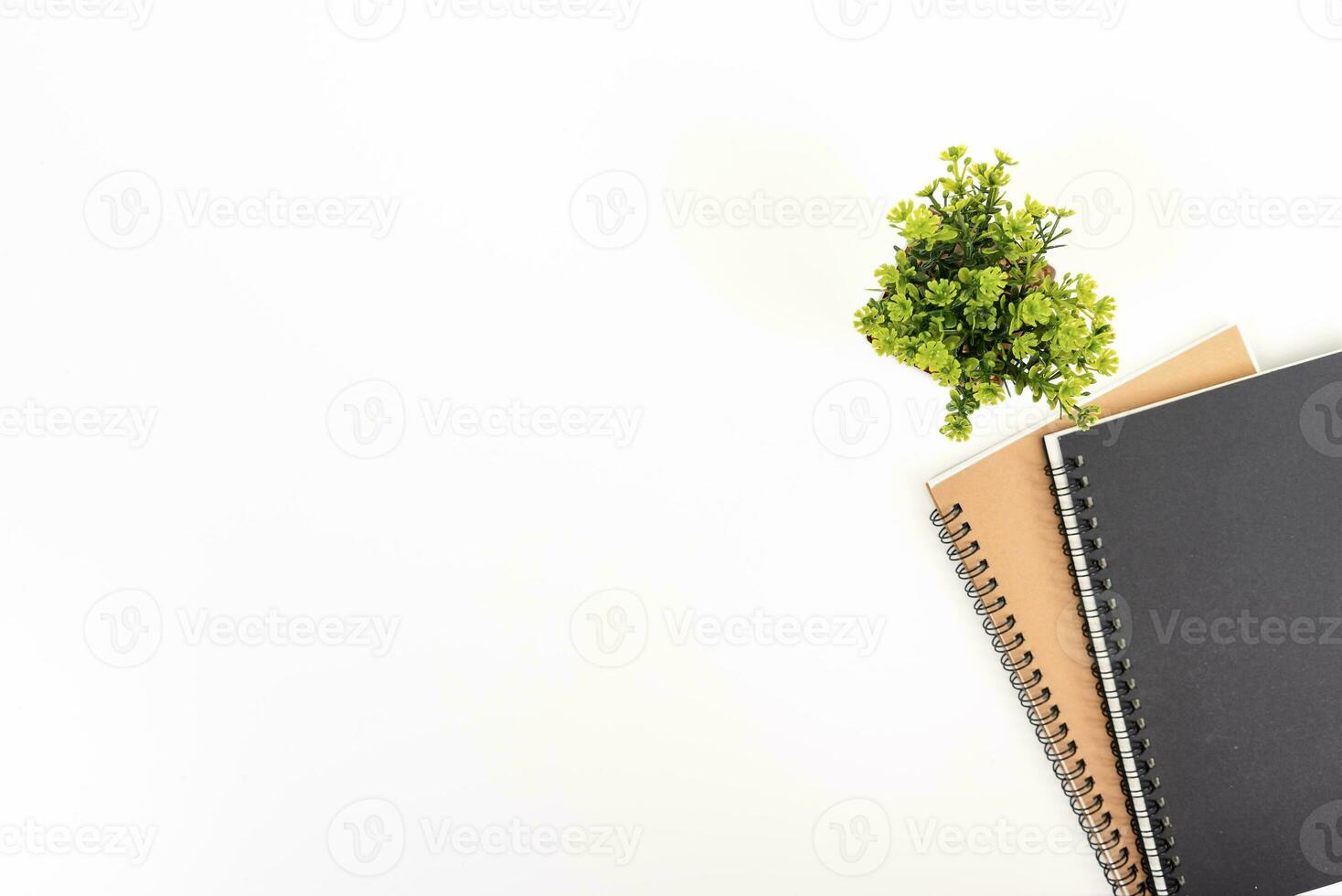 white office desk table Top view with copy space. Flat lay. photo