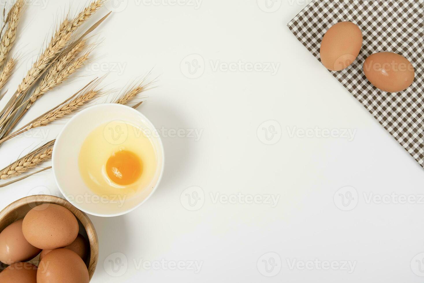 wheat on white table background top view photo