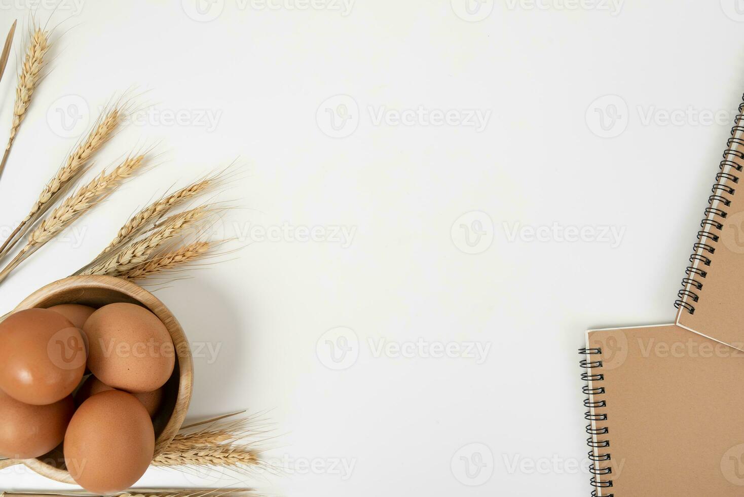 wheat on white table background top view photo