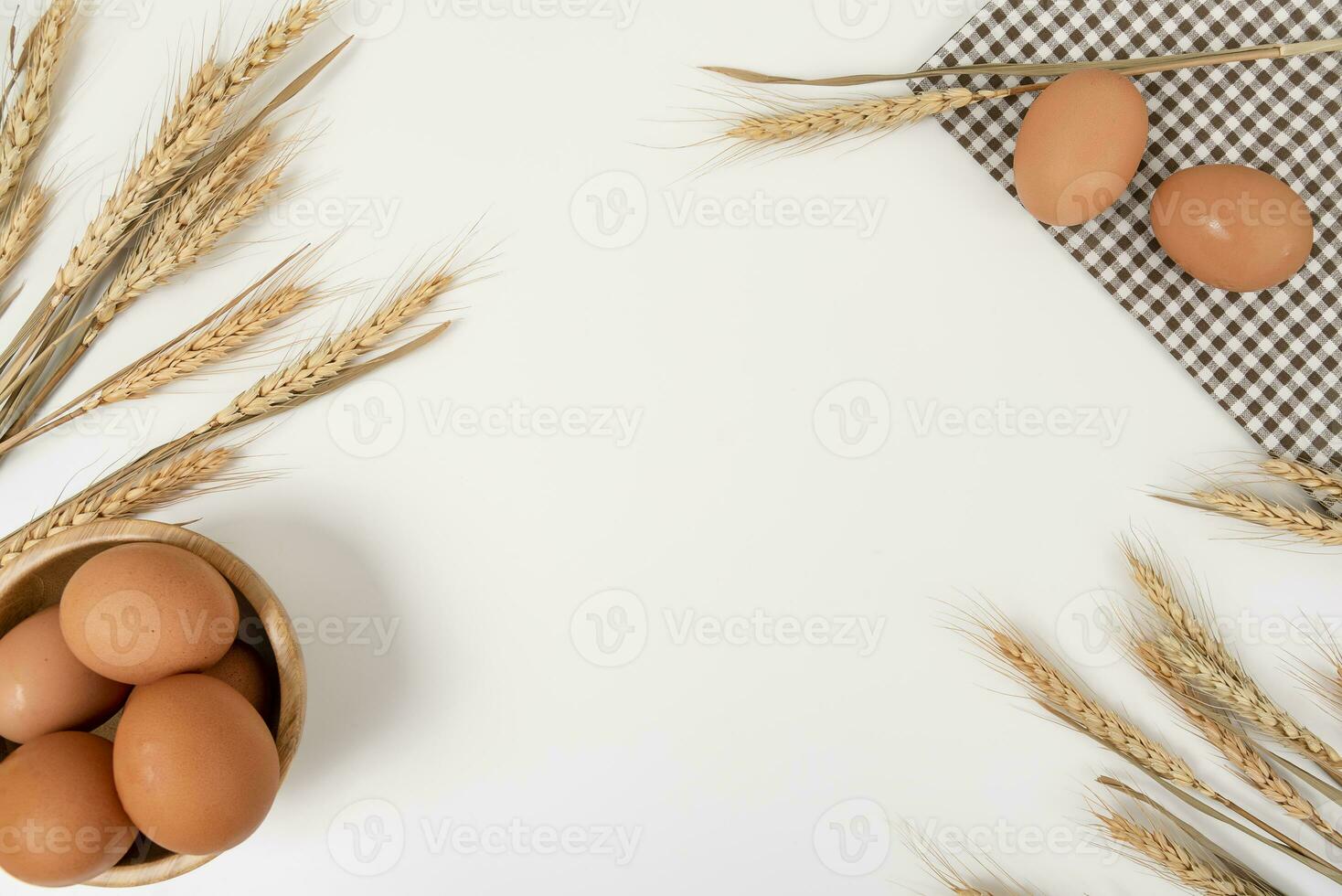 wheat on white table background top view photo