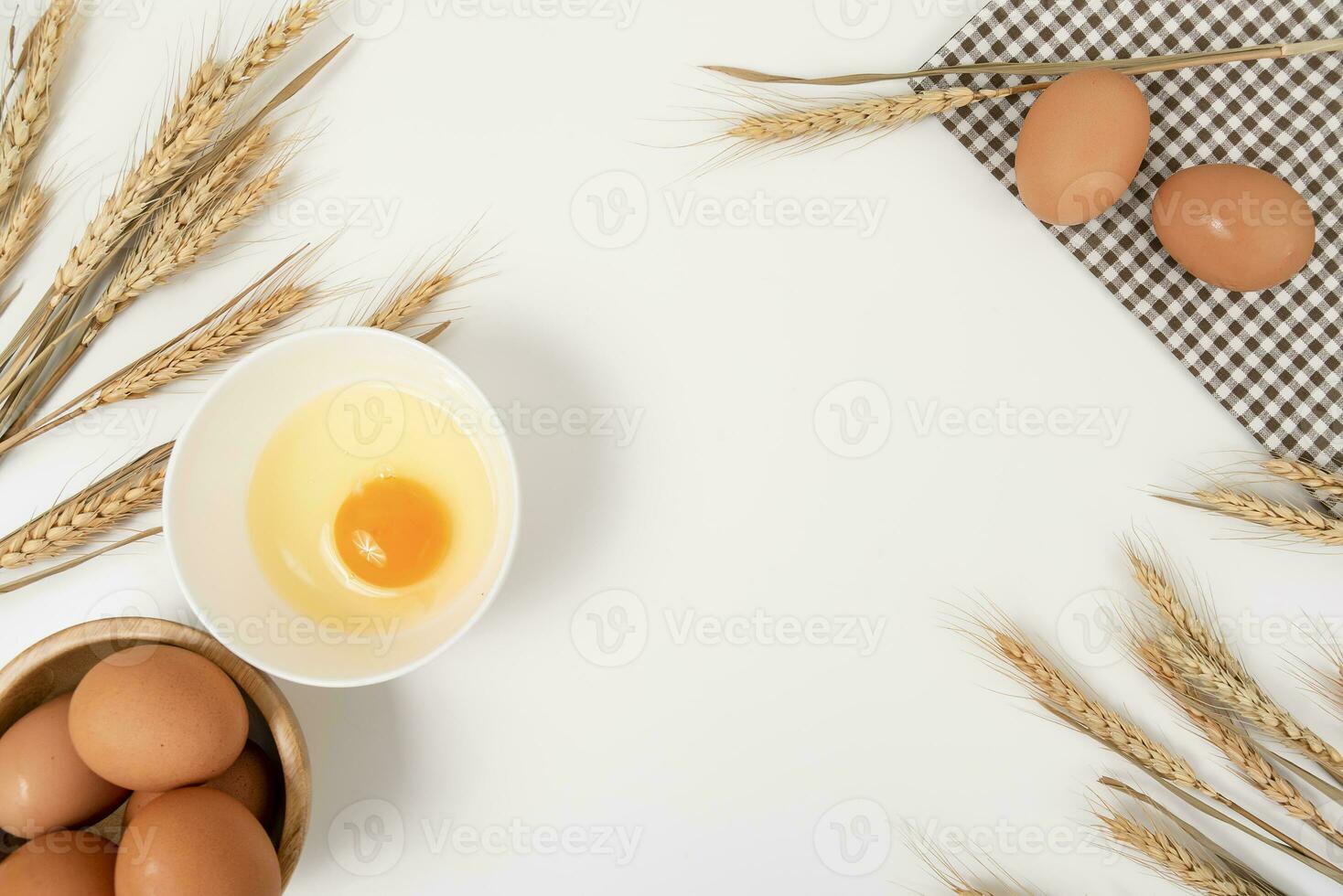 wheat on white table background top view photo