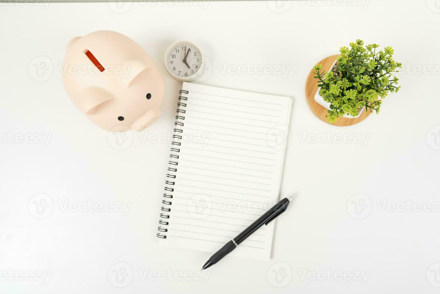 white office desk table Top view with copy space. Flat lay. photo