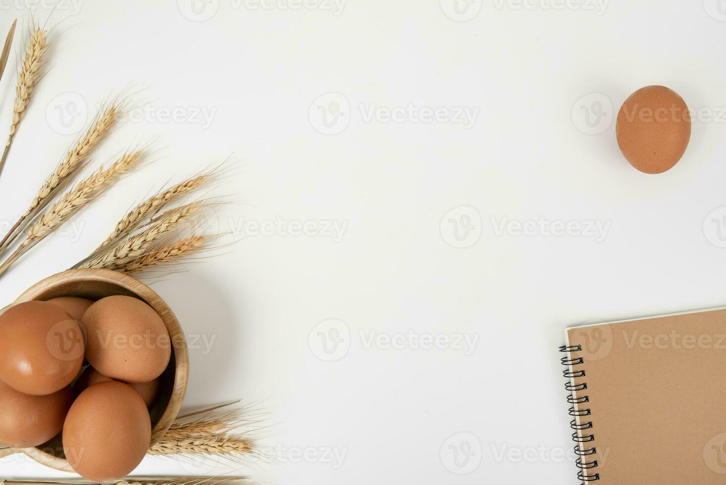 wheat on white table background top view photo
