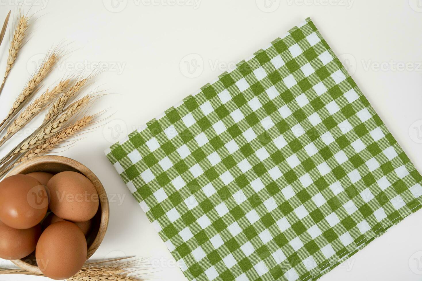 wheat on white table background top view photo