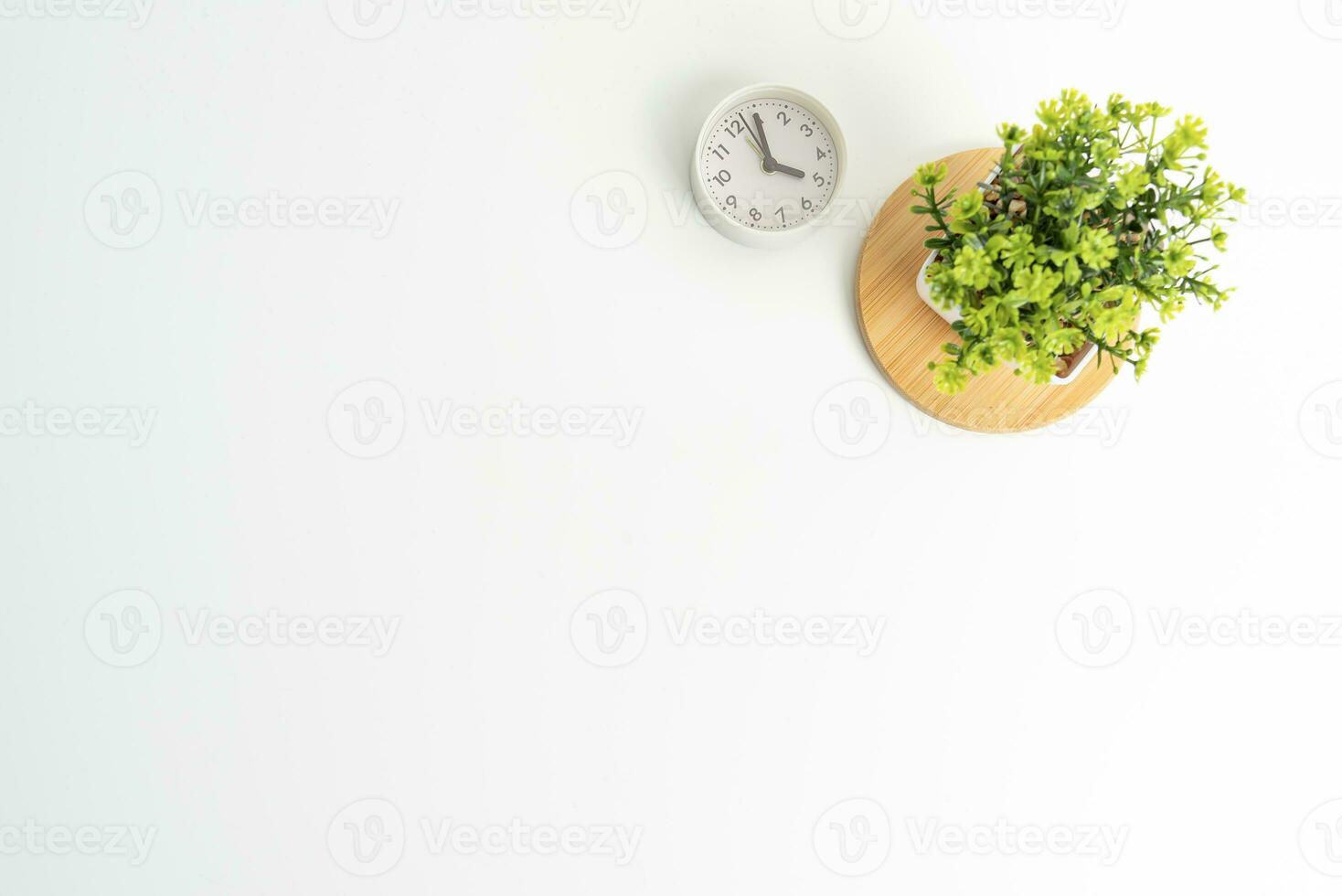 white office desk table Top view with copy space. Flat lay. photo