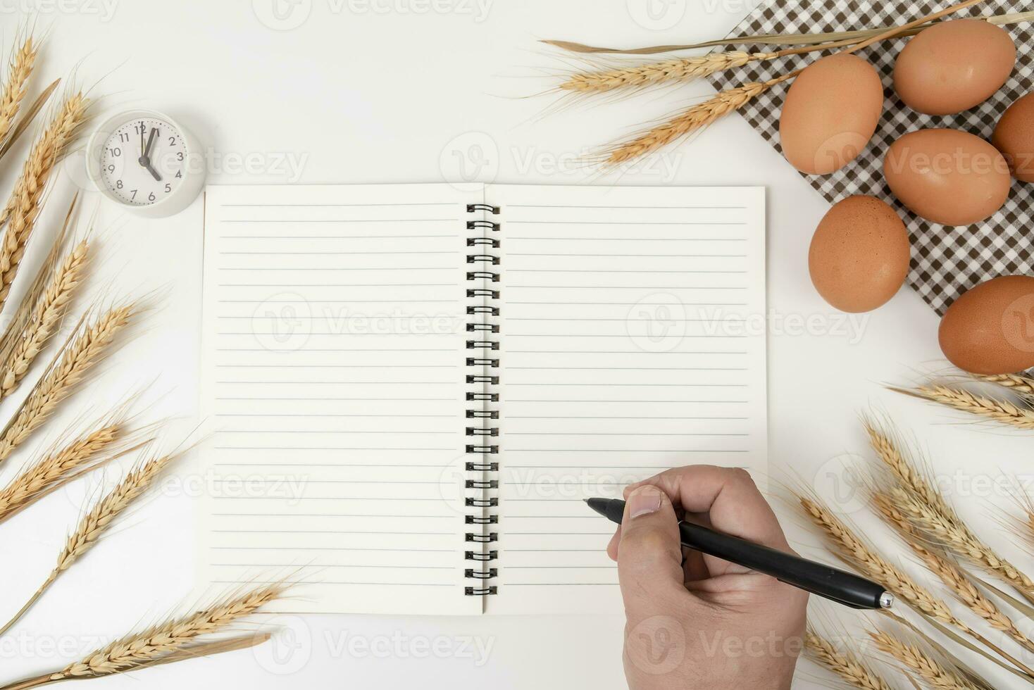 wheat on white table background top view photo