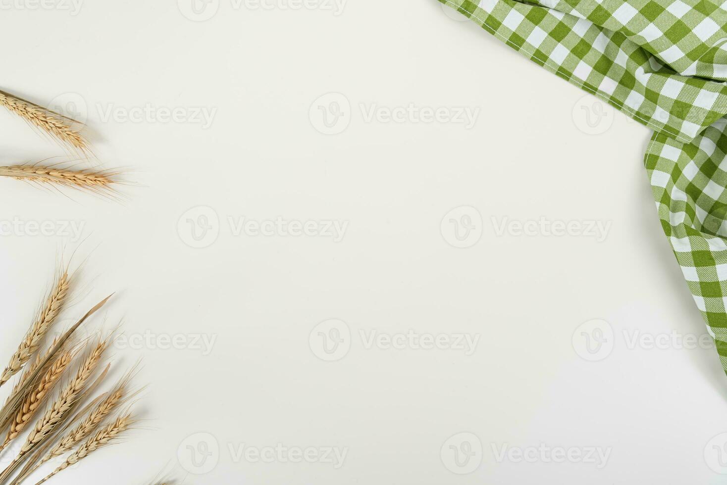 wheat on white table background top view photo