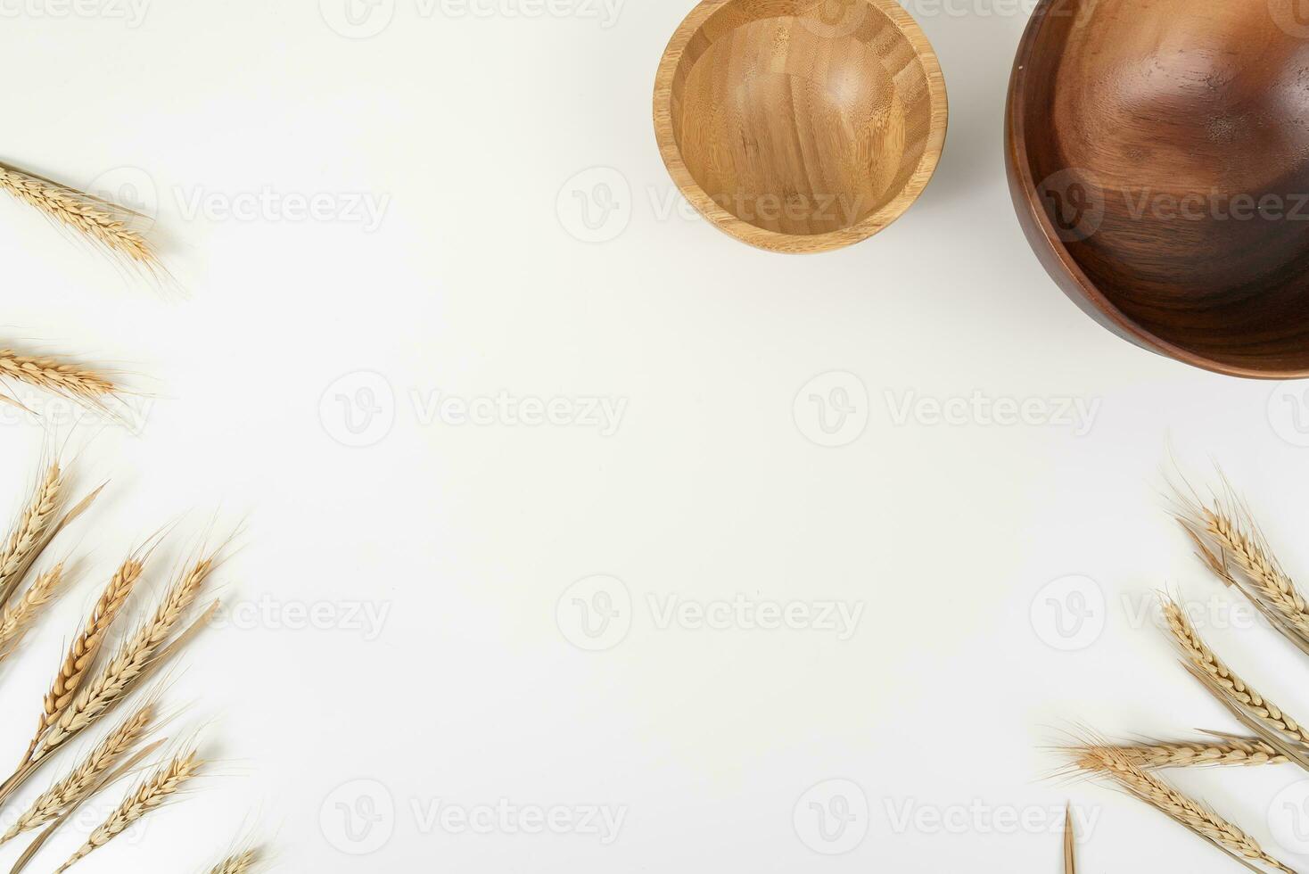 wheat on white table background top view photo