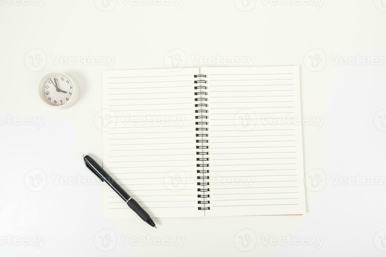white office desk table Top view with copy space. Flat lay. photo