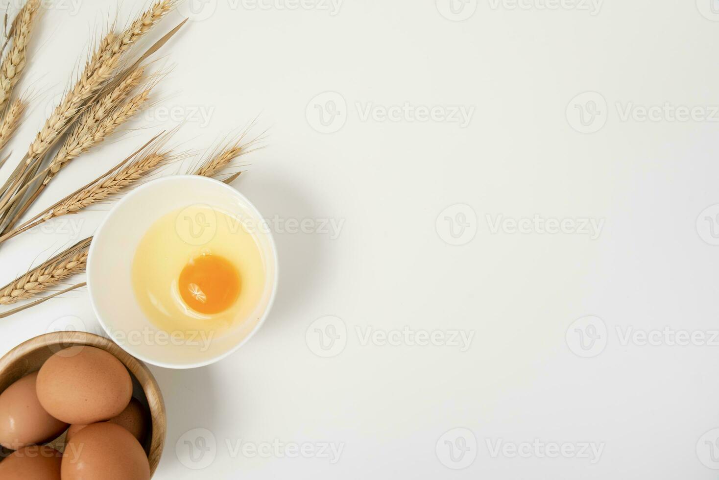 wheat on white table background top view photo