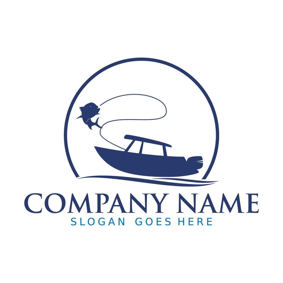 Center Console Boat logo. Unique and fresh Center console boat with Water splash in it. Great to use as your boat company logo vector