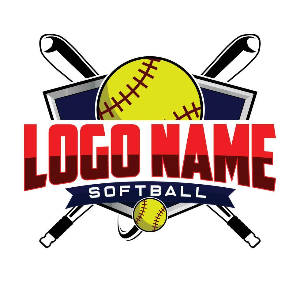 Softball Club or Community Logo Badge on white background vector