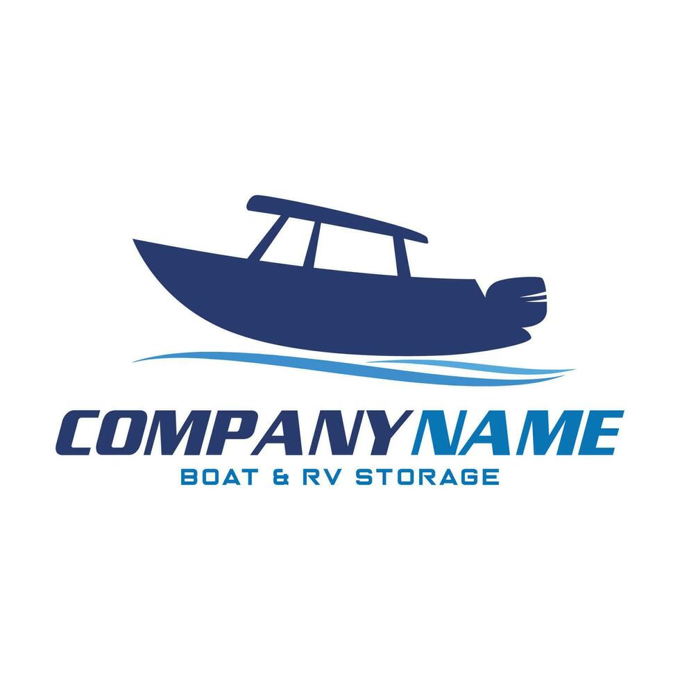 Center Console Boat logo. Unique and fresh Center console boat with Water splash in it. Great to use as your boat company logo vector