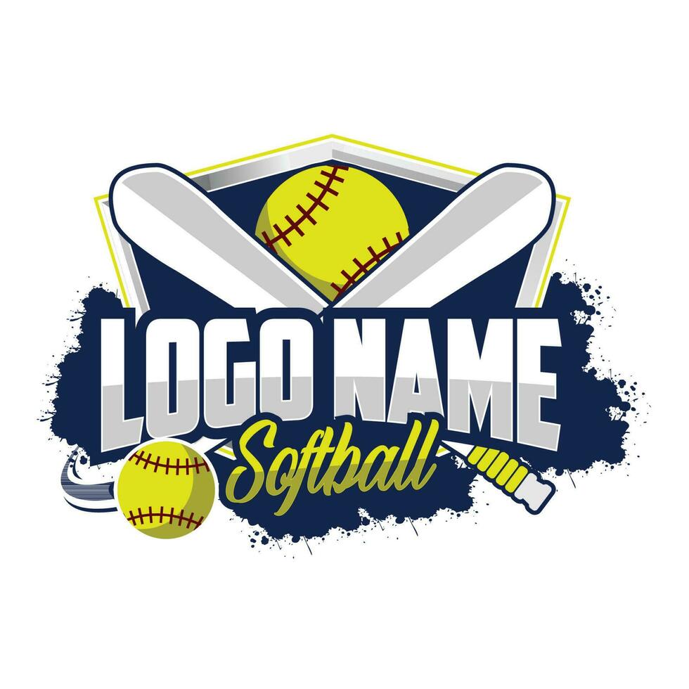 Softball Club or Community Logo Badge on white background vector