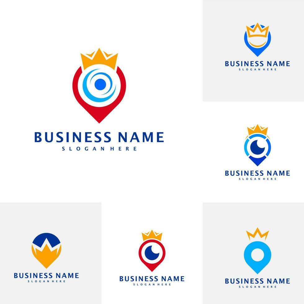 Set of King Point logo template, Creative Point logo design vector, King logo concept vector