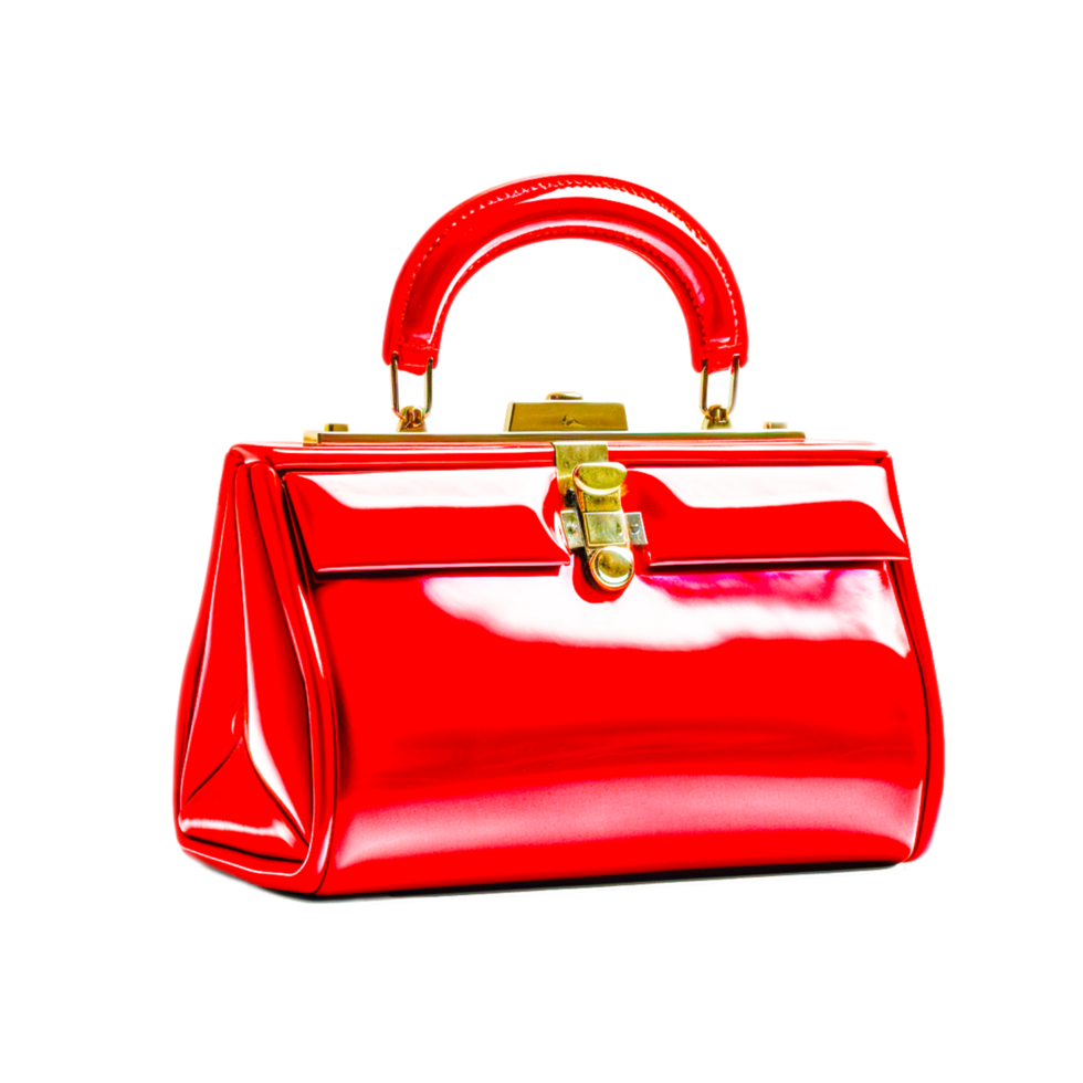 Fashionable Glossy Red Bag Isolated 24680746 PNG