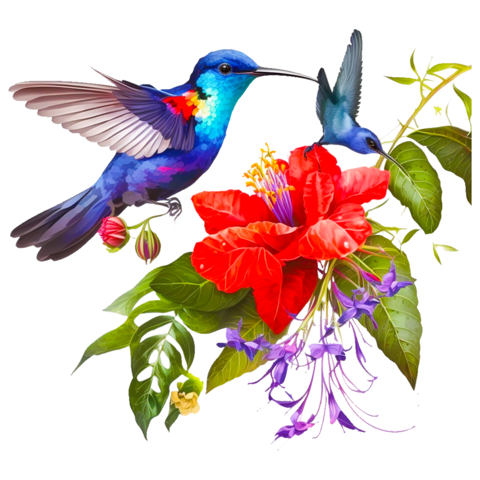 oiseau fleur png ai génératif