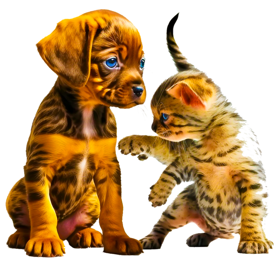 twee bruin en oranje katten, lappenpop Brits kort haar katje hond afval doos, katje transparant achtergrond PNG transparant ai generatief