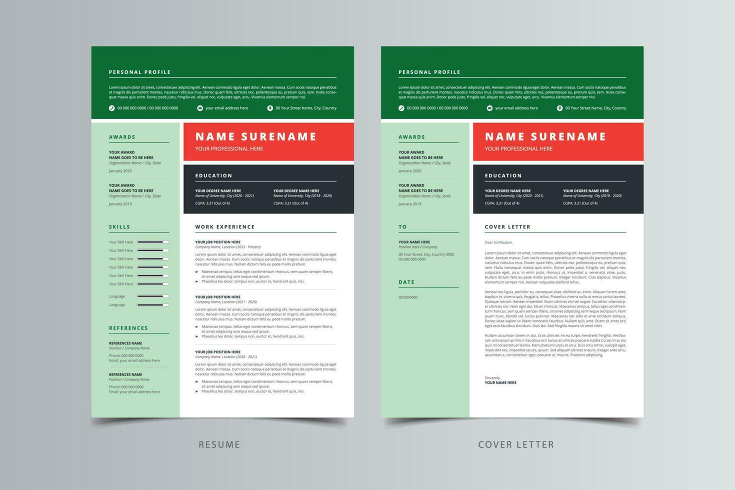 plantilla de currículum, plantilla de currículum moderno profesional, plantilla de cv vector