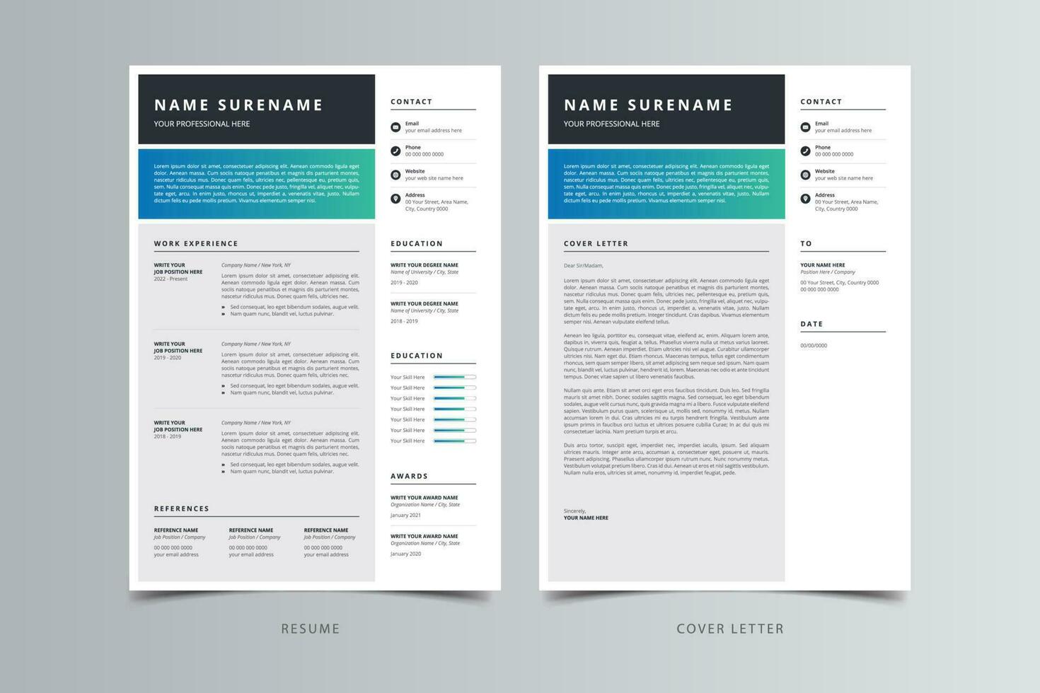 Resume Template, Professional Modern Resume Template, CV Template vector