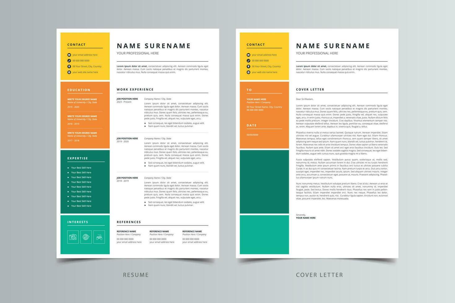 Resume Template, Professional Modern Resume Template, CV Template vector