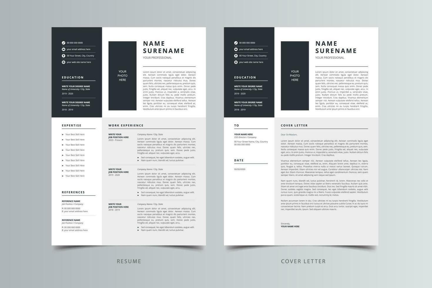 Resume Template, Professional Modern Resume Template, CV Template vector
