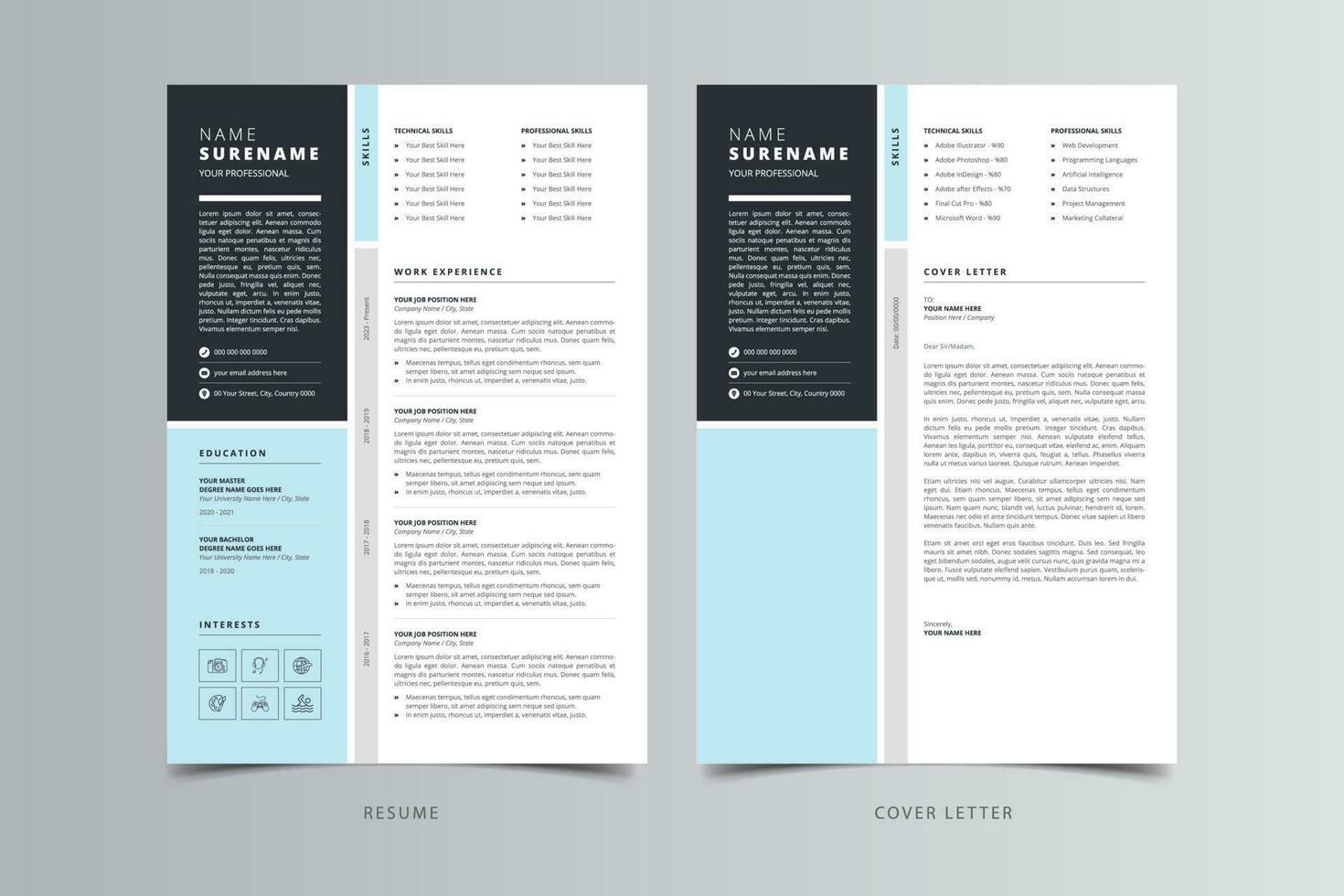 Resume Template, Professional Modern Resume Template, CV Template vector