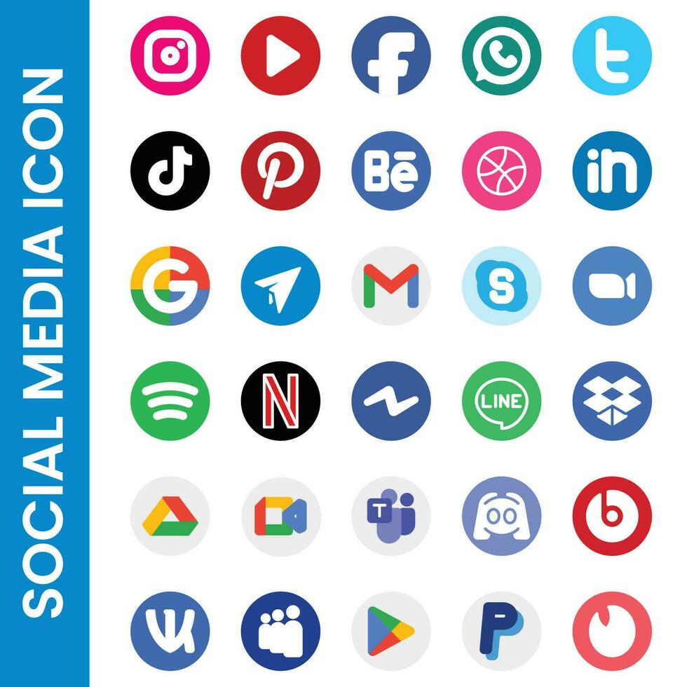 SOCIAL MEDIA FLAT ICON vector