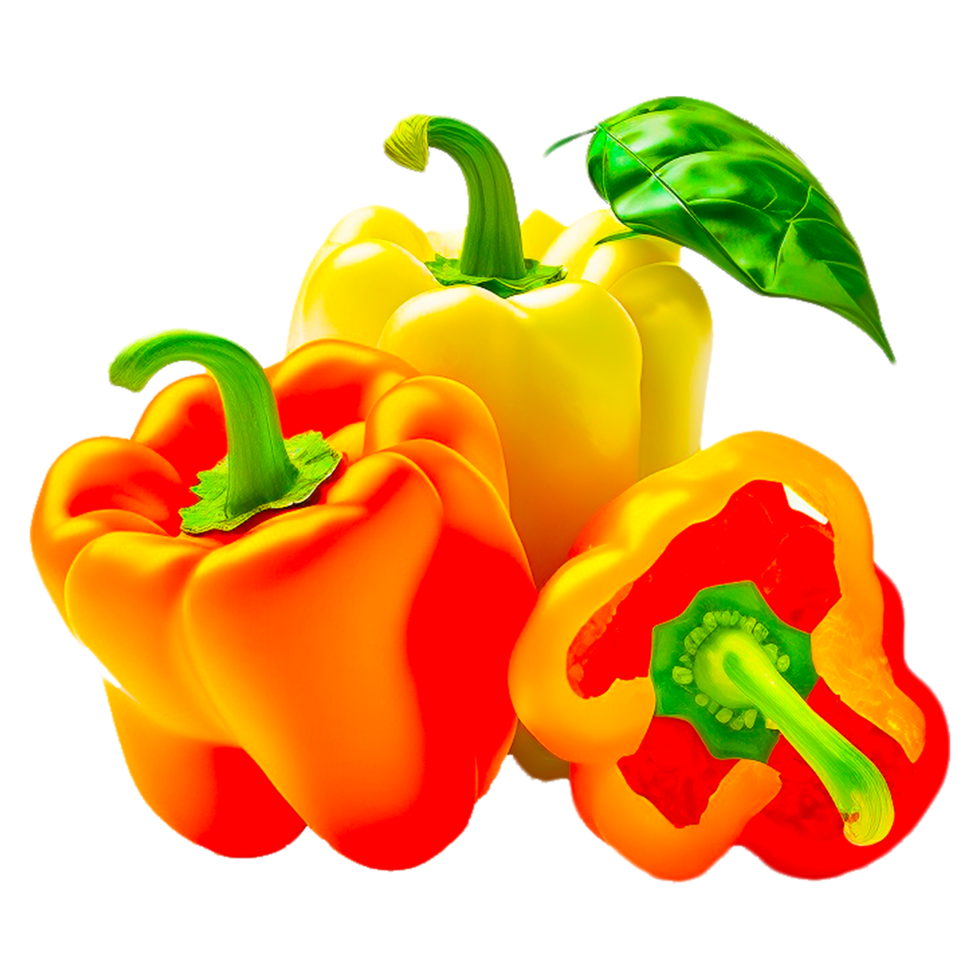 Three Different Colored Sweet Bell Peppers Capsicum png