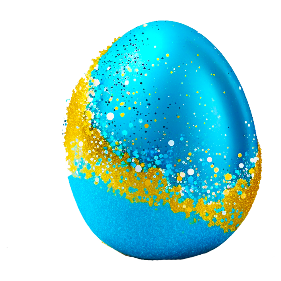 Pascua de Resurrección huevo giro a rayas dorado ornamental religioso fiesta decoración realista 3d icono ai generativo png