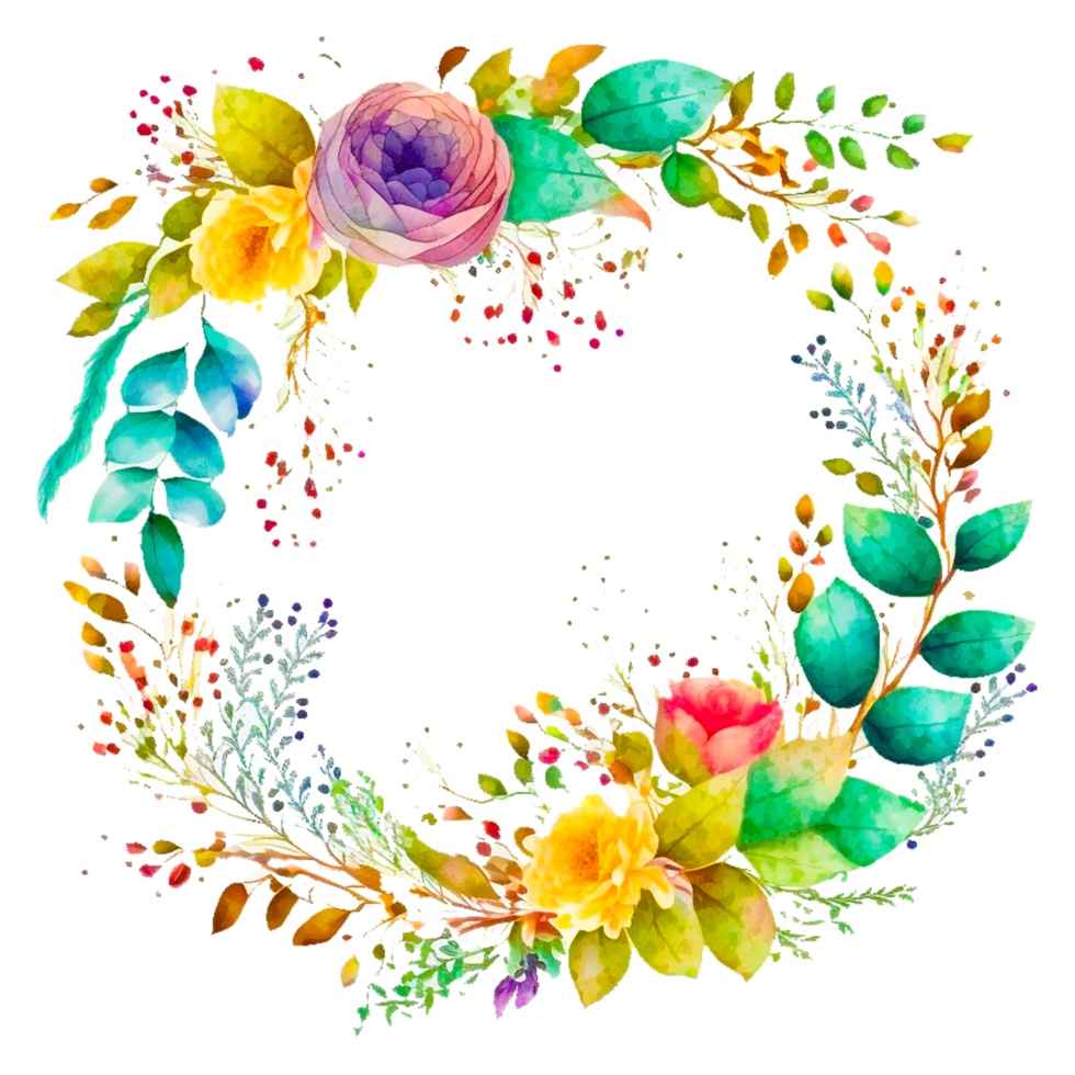 Watercolor wreaths, wreath, watercolor, flower png